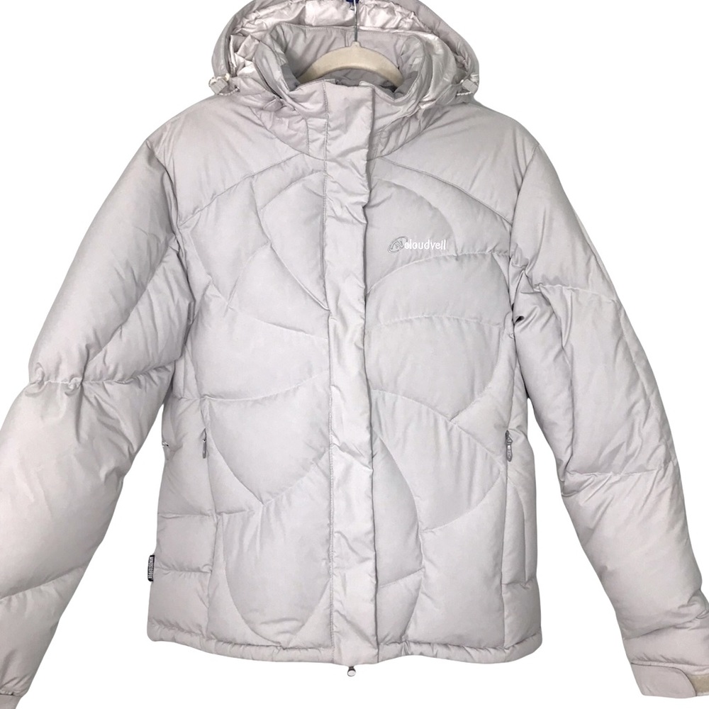 Cloud Veil Light Grey Puffer Ski Jacket Coat Woman Large